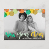 新年の応援カラフルとおもしろい紙吹雪ドット写真 シーズンポストカード (正面)