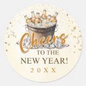 新年の応援パーティー ラウンドシール (正面)