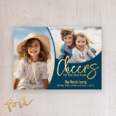 新年の応援ムーディブルー – 写真 – 植物学 箔シーズンカード