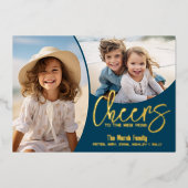 新年の応援ムーディブルー – 写真 – 植物学 箔シーズンカード (正面)