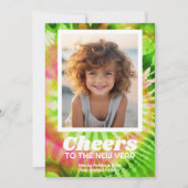 新年の応援モダンカラフル絞り染め – 写真 シーズンカード (正面)