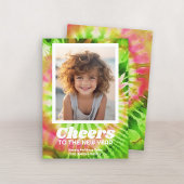 新年の応援モダンカラフル絞り染め – 写真 シーズンカード