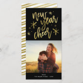 新年の応援金ゴールドスターバスト写真 シーズンカード (正面/裏面)