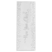 新年の応援、シルバーグリッター雪の上に白 ワインギフトバッグ (正面)