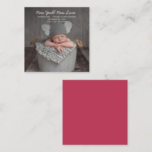 新年の愛の休日の誕生発表写真 ノートカード (正面/裏面)