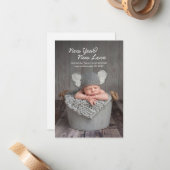 新年の愛ベビー写真誕生のお知らせ ノートカード (正面/裏面インサイチュ)