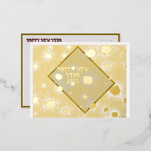  新年の折り紙カードの願い 箔シーズンポストカード (正面/裏面)