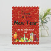 新年の挨拶の赤い応援カードへのカスタム 招待状 (スタンド正面)