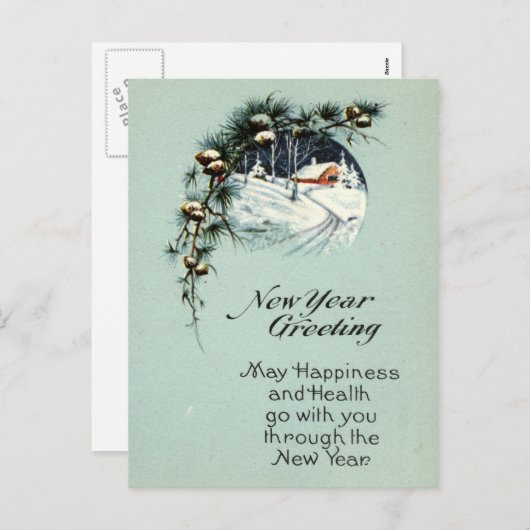 新年の挨拶1915ヴィンテージ シーズンポストカード (正面/裏面)