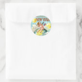 新年の挨拶Cherub Globeヴィンテージはがき ラウンドシール (バッグ)