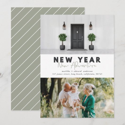 新年の新しいアドベンチャーフォト数々のホリデーカード (正面/裏面)