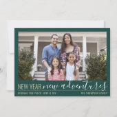 新年の新しいアドベンチャーモダン2フォトグリーン金ゴールド シーズンカード (正面)