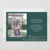 新年の新しいアドベンチャーモダン2フォトグリーン金ゴールド シーズンカード (裏面)