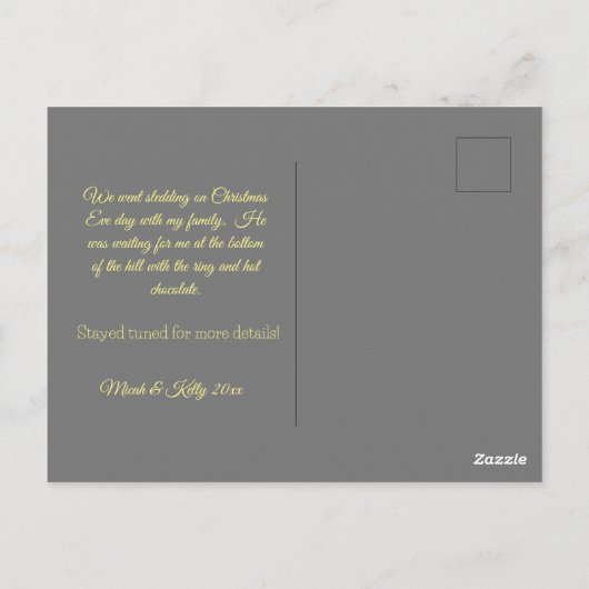 新年の新しいギア婚約のお知らせ ポストカード (裏面)