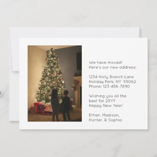 新年の新しいホームアドレス2写真の休日の移動 案内状 (裏面)