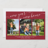 新年の新しいホームエレガントスクリプト3 Photo Red シーズンカード (正面)