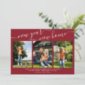 新年の新しいホームエレガントスクリプト3 Photo Red シーズンカード (スタンド正面)