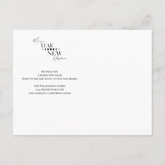新年の新しいホーム引っ越しました 案内ポストカード (裏面)