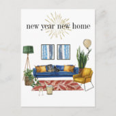 新年の新しいホーム移動アナウンス水の色 案内ポストカード (正面)