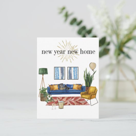 新年の新しいホーム移動アナウンス水の色 案内ポストカード (スタンド正面)