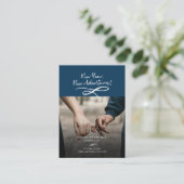 新年の新しい冒険の写真の日付を保存 名刺 (スタンド正面)