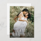 新年の新しい冒険の写真を保存する シーズンカード (正面/裏面)