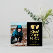 新年の新しい冒険の写真 箔シーズンポストカード (立ち正面)