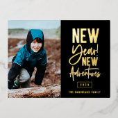 新年の新しい冒険の写真 箔シーズンポストカード (正面)