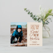 新年の新しい冒険の写真 箔シーズンポストカード (立ち正面)