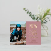 新年の新しい冒険の写真 箔シーズンポストカード (立ち正面)