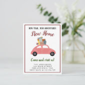 新年の新しい冒険ニューホームクリスマスピンクの車 案内ポストカード (スタンド正面)