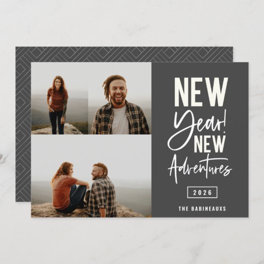 新年の新しい冒険フォトホリデーカード シーズンカード (正面/裏面)