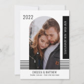 新年の新しい冒険フォトBW婚約Announ 案内状 (正面)