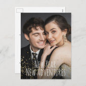 新年の新しい冒険金ゴールド紙吹雪写真 シーズンポストカード (正面/裏面)