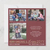 新年の新しい冒険4 Photo Burgundy and 金ゴールド シーズンカード (裏面)