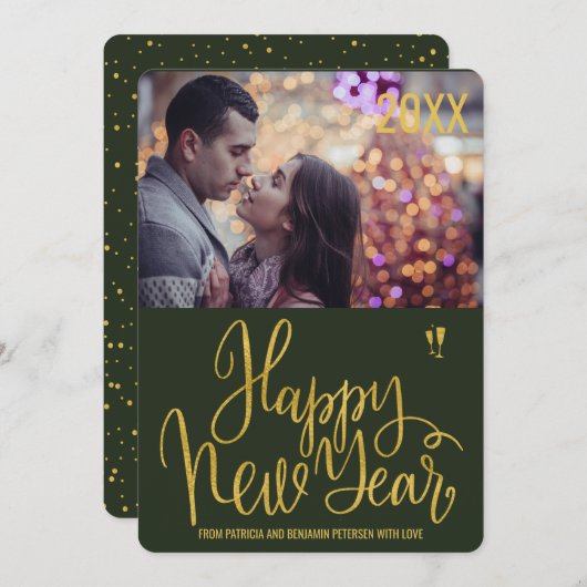 新年の新しい写真の結婚あいさつさん シーズンカード (正面/裏面)