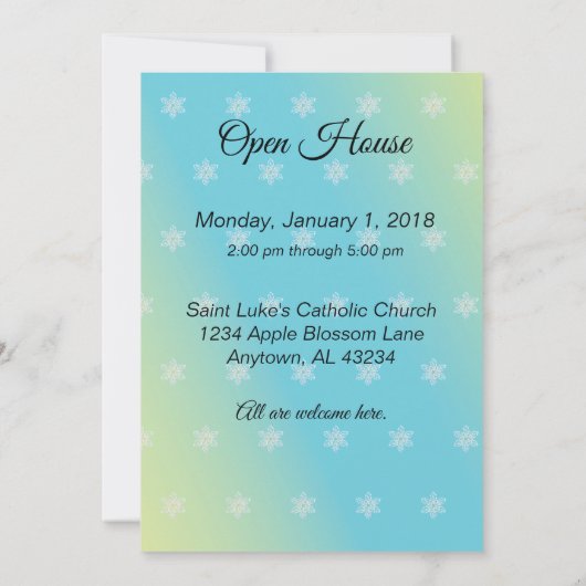 新年の新しい始めのオープンハウス 招待状 (裏面)