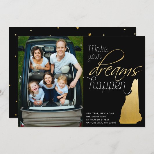 新年の新しい家のニューハンプシャーの写真カード シーズンカード (正面/裏面)