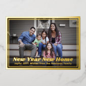 新年の新しい家の変更の住所2写真レトロ 箔シーズンカード (正面)