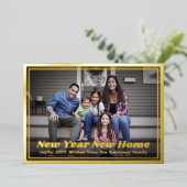 新年の新しい家の変更の住所2写真レトロ 箔シーズンカード (立ち正面)