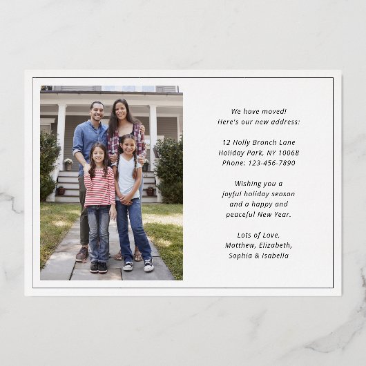 新年の新しい家の変更の住所2写真レトロ 箔シーズンカード (裏面)