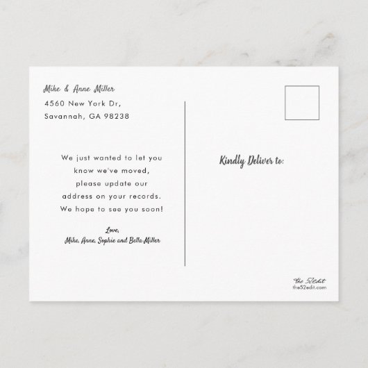 新年の新しい家の移モダン動 案内ポストカード (裏面)