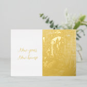 新年の新しい家ヴィンテージ水の色の家ポストカ 箔招待状 (立ち正面)