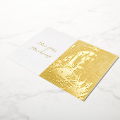 新年の新しい家ヴィンテージ水の色の家ポストカ 箔招待状 (回転した状態)