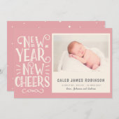 新年の新しい応援および結合される誕生の発表 シーズンカード (正面/裏面)