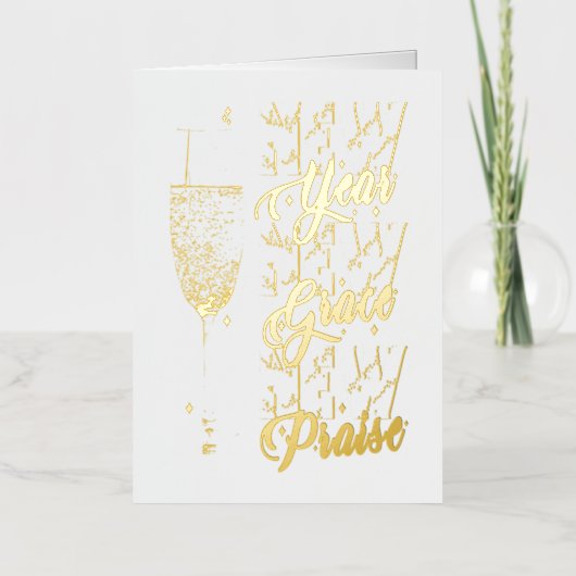 新年の新しい感謝の気持ち 箔シーズンカード (正面)