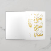 新年の新しい感謝の気持ち 箔シーズンカード (外側レイダウン)