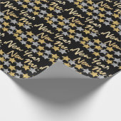 新年の新しい私、ハッピーニューイヤー2022フェスティバルブラック ラッピングペーパー (角)