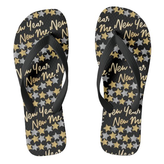 新年の新しい私、ハッピーニューイヤー2023フェスティバルブラック ビーチサンダル (フットベッド)