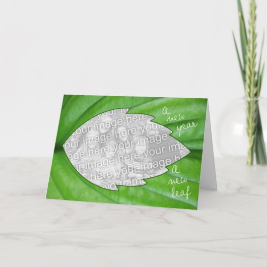 新年の新しい葉と写真と詩 シーズンカード (正面)